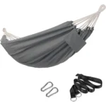 Double Hammock 210x150 cm for Outdoor, Garden, Camping - 300 kg Capacity, Carry Bag, Straps, Carabiner Hooks, Grey