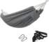 Grey double hammock outdoor hanging between trees in a garden