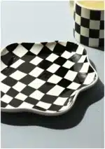 Ceramic Tray Checkerboard Jewelry Storage Plate Ring Earing Dessert Plate Home Decoration Retro Desk Organizer Kitchen