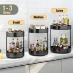 Goldoma rotating spice rack filled with spice jars on a kitchen counter