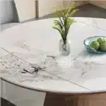 Slate Extendable Round Dining Table – styled in a modern Round Dining Tables setting
