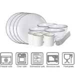 White With Black Edge Dinner Plate Ceramic Kitchen Tray Food Dishes Rice Salad Noodles Bowl Soup Kitchen Cook Tool 1pcs Sale