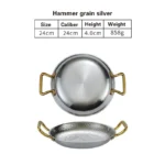 304 stainless steel Spanish seafood rice pot Commercial crayfish plate Flat bottom stewed rice pot Double ear frying pan