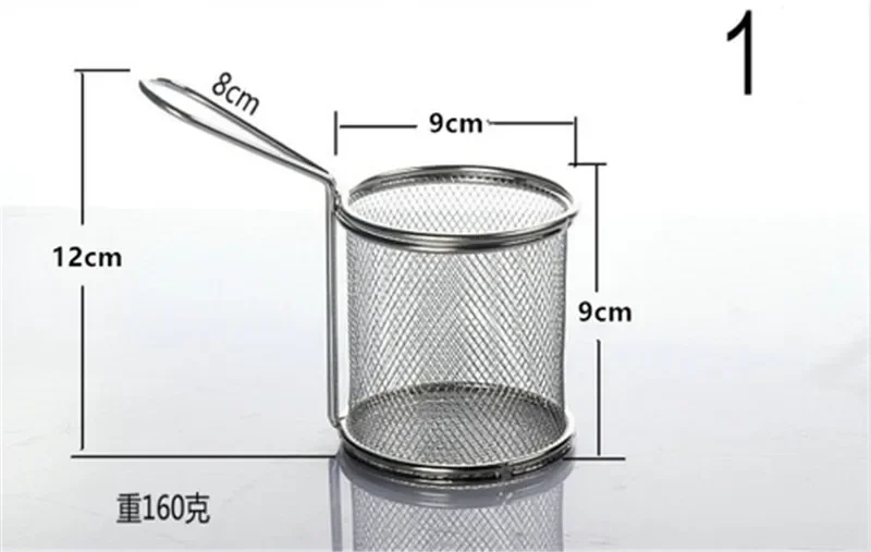 304Stainless Steel Metal Basket Serving Food Presentation Cooking Tools French Fries Basket Mini Fry Storage Kitchen Housewares