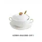 Embossed Ceramic Dessert Soup Bowl White Stew Cup Luxury Gold-plated Exquisite Soup Cup Porridge Bowl Tableware Kitchen
