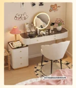 Modern dressing table with mirror and two drawers in white painted finish for bedroom use