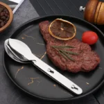 3Pcs Portable Stainless Steel Tableware Fold Knife Fork Spoon Utensil Set Travel Outdoor Dinnerware Camping Cooking Flatware