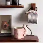 350ml Creative Ceramic Cat Mug with 3D Embossed Cat Design Exquisite Afternoon Tea Latte Coffee Cup Home Breakfast Milk Mug