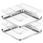 Golden Square Stainless Steel Food Service Tray plate set Nonstick Bakeware Fruit Cookie Bread Plate Kitchen Storage Container - Image 48
