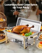 SucceBuy 8 Qt 4 Pack Chafing Dish Buffet Set Stainless Steel Chafer with 2 Full Size and 4 Half Size Pans Catering Warmer Server - Image 3