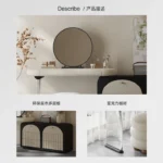 Modern black French dresser with retractable corner and mirror, 1.2m wide, modern bedroom storage