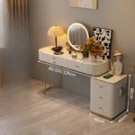 Modern dressing table with mirror and two drawers in white painted finish for bedroom use