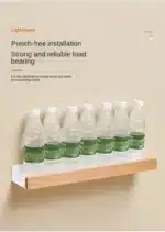 Beech wood bathroom storage rack wall mounted light luxury living room non perforated bathroom storage rack bathroom shelf