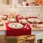 German Weibao Christmas tableware flat plate round cake mug teapot coffee cup soup salad – close-up detail