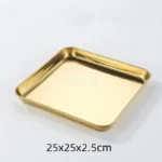 Golden Square Stainless Steel Food Service Tray plate set Nonstick Bakeware Fruit Cookie Bread Plate Kitchen Storage Container - Image 30