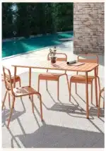Outdoor Metal Dining Table – Simple Waterproof Table for Patio & Garden – top view