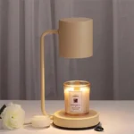 Simple Table Lamp with dimmable candle warmer, metal wax burner in retro style, 220V, on a wooden desk.