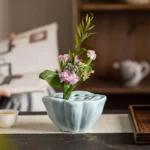 1pc Lotus Ceramic Vase Flower Pot Planter Water Pot Buddhist Mood Tea Set Waterproof Floral Arranging Pot for Home Office