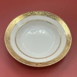 Luxurious disc relief inlaid with golden beef steak plate, palace style bone porcelain, European style gold edged tableware