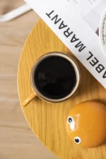 Large ceramic mug with lid in hamburger shape, 300ml capacity, colorful design