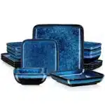 Vancasso Stern Dinner Set Green Square Kiln Change Glaze Tableware 16 Piece Kitchen Dinnerware Ceramic Crockery Set for 4