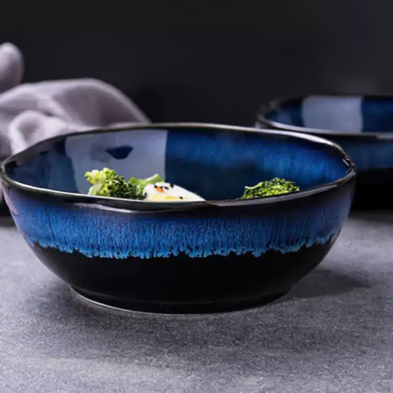 1 Pcs Bone China Bowl Tableware Blue Janpan Rice Soup Dinner Service Retro Ceramic Dinnerware Restaurant Home Kitchen Supplies