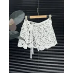 Ele Water-Soluble Lace Apron Skirt Multi-Layered Wear Ladies High Waist A-Line Skirt Slimming Butt Covering Design – angled