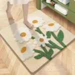 Square Floral Bath Mat, Ultra Plush Absorbent Bathroom Rug, Non-Slip Backing & Soft Touch Surface, Floor Mats for Bathroom Decor - Image 8
