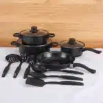 12-Piece Non-Stick Cookware Set Cooking Pot with Lid Milk Pot Maifan Stone Frying Pan Cooking Pot Set for All Hob – close-up