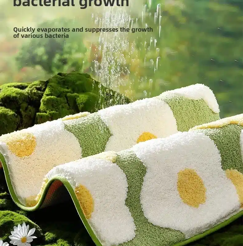 Non-Slip High-Absorbency Microfiber Bath Mat - Floral Plush Bathroom Rug, Thickened Fashionable Home Decor – base detail