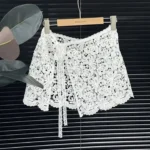 Ele Water-Soluble Lace Apron Skirt Multi-Layered Wear Ladies High Waist A-Line Skirt Slimming Butt Covering Design