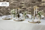 Elegant dinner napkin set with velvet table cloth on dining table