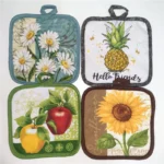 5Pcs/Pack 16.5x16.5cm Square Sewing Cotton Heat Resistant Potholder Pot Holder Pads Table Placemat Kitchen Baking Tool