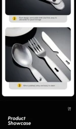 3Pcs Portable Stainless Steel Tableware Fold Knife Fork Spoon Utensil Set Travel Outdoor Dinnerware Camping Cooking Flatware