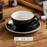 Creative Color 150ml Espresso Cup with Saucer Home Dessert Plate Tea Cup Couple Mug Gift Office Mug Tabletop Decoration – in