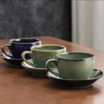 1Pc300ml Retro Ceramic Coffee Cup and Saucer Coffee Mug Suitable for Afternoon Tea Milk Cup Latte Cup Dessert Plate Set Gift