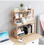 Wood 3 Layers Bookshelf Desk Organizer Student Book Holder Home Sundries Storage Shelve Kitchen Seasoning Rack Desk