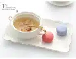 Embossed Ceramic Dessert Soup Bowl White Stew Cup Luxury Gold-plated Exquisite Soup Cup Porridge Bowl Tableware Kitchen