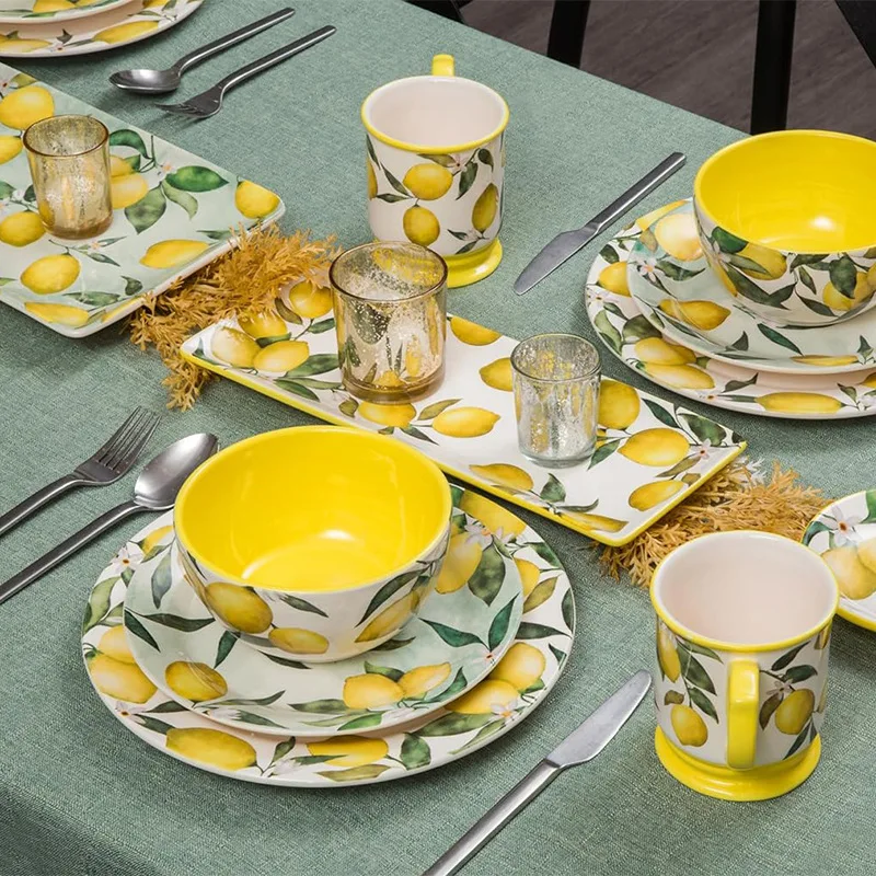 Hand painted dinnerware creative lemon plate ceramic fruit dish