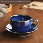 1Pc300ml Retro Ceramic Coffee Cup and Saucer Coffee Mug Suitable for Afternoon Tea Milk Cup Latte Cup Dessert Plate Set Gift