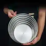 4 Sizes Deep Stainless Steel Meal Trays Round Dish Plates Barbecue Fruit Noodles Salad Mixing Dish Bowl Hotel Kitchen