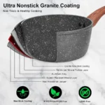 Granite Pots and Pans Set Non Stick 11 Piece DieCast Induction Cookware Set for Home Kitchen Cooking Includes Frying Pans and S - Image 3