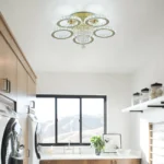 Luxury gold crystal chandelier LED ceiling light in modern living room