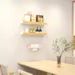 Beech wood bathroom storage rack wall mounted light luxury living room non perforated bathroom storage rack bathroom shelf