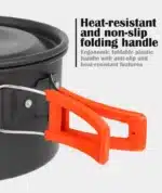 Aluminum Outdoor Camping Cookware Set, With Mesh Bag Folding Cookset Camping Kitchen Cooking Teapot and Pans Equipment