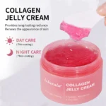 Close-up of Goldoma collagen cream texture on finger, thick gel consistency.