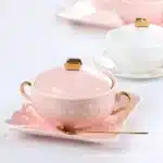 Embossed Ceramic Dessert Soup Bowl White Stew Cup Luxury Gold-plated Exquisite Soup Cup Porridge Bowl Tableware Kitchen