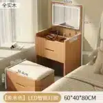 Compact LED Makeup Vanity Desk with Stool and Mirror – styled in a modern Vanities setting