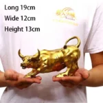 Feng Shui Mascot Copper Bull Wall Street Cattle Sculpture Cow Statue Office Decor Crafts Gift – in a cozy room setting