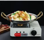 Commercial crayfish plate Flat bottom stewed rice pot Double ear frying pan hotpot 304 stainless steel Spanish seafood rice